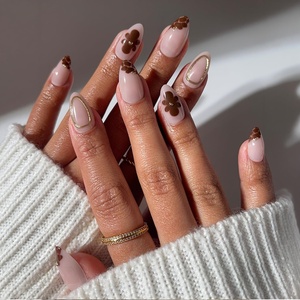 Glamnetic Press On Nails – Short Oval, Velvet Fake Nails 30 Pc Full Kit(3Y – Sunbaked)
