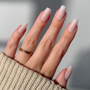 Glamnetic Press On Nails – Short Round, Glossy Fake Nails 30 Pc Full Kit(1G – Blush Dream)