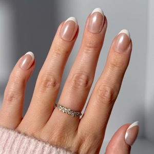 Glamnetic Press On Nails – Short Round, Glossy Fake Nails 30 Pc Full Kit(2B – Pearlfect)