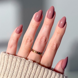 Glamnetic Press On Nails – Short Round, Glossy Fake Nails 30 Pc Full Kit(3B – Mauve Obsession)