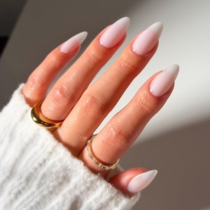 Glamnetic Press On Nails – Short Round, Glossy Fake Nails 30 Pc Full Kit(4C – Clouded)